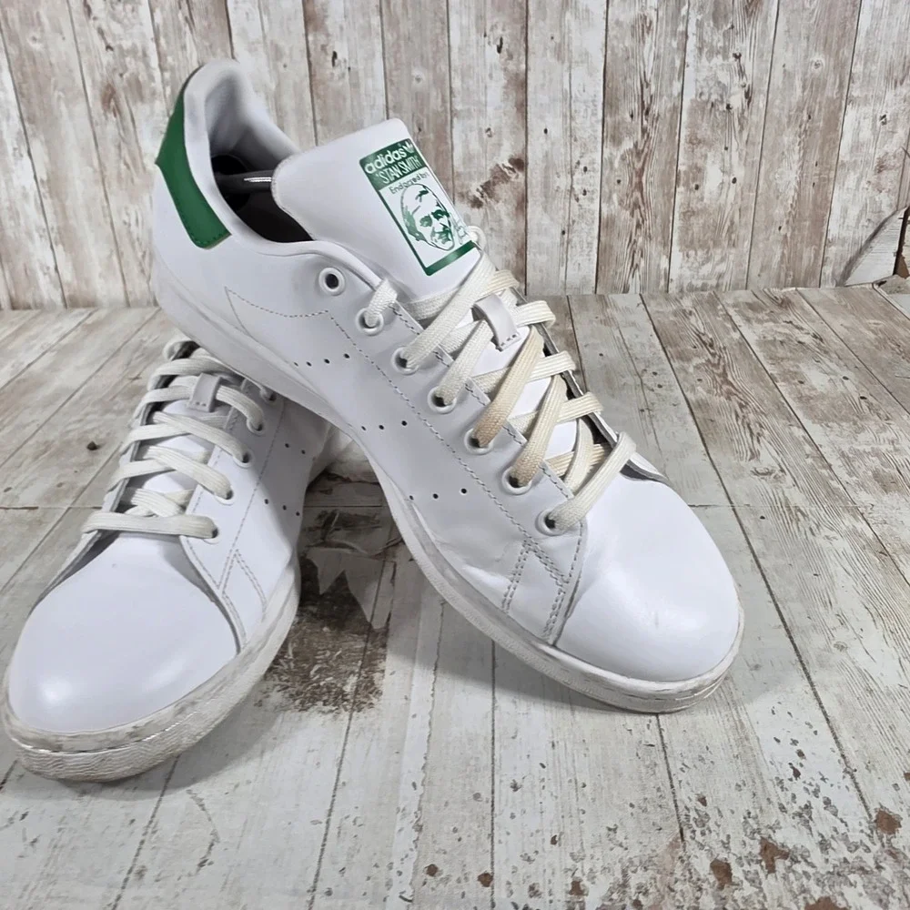Adidas Stan Smith Mens White Green Leather Sneakers M20324 Size 12